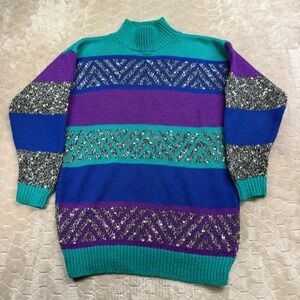 VTG 80s D.D Sloane Womens Acrylic Knit Sweater Sz Med Retro Good Shape